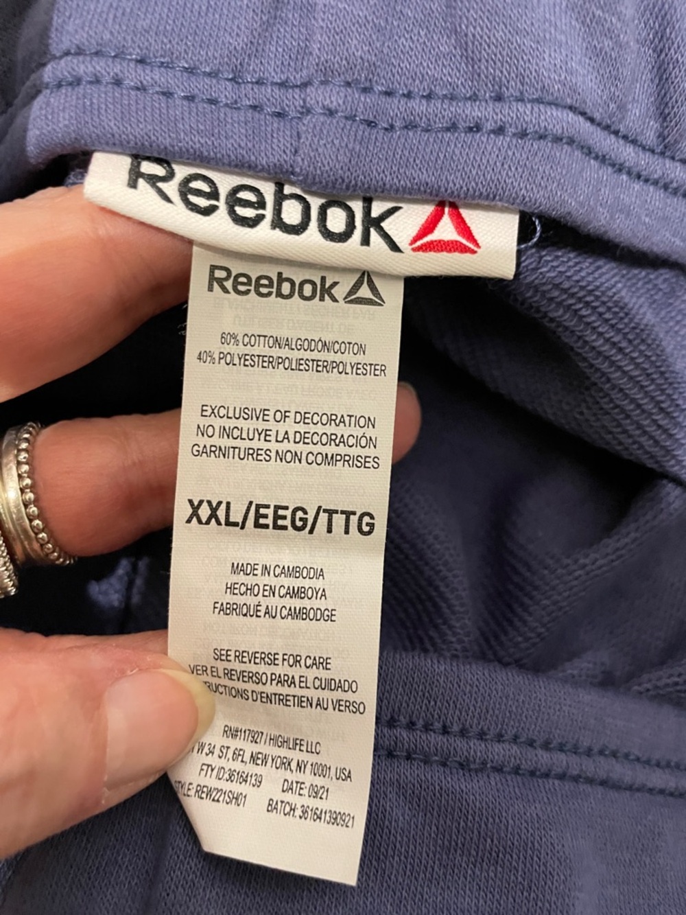 NEW 🆕 Reebok Mens/Unisex Blue Athletic Shorts with Drawstring - Picture 10 of 16
